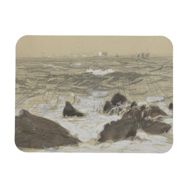 John Singer Sargent - Waves Breaking on Rocks Magnet (Horizontal)
