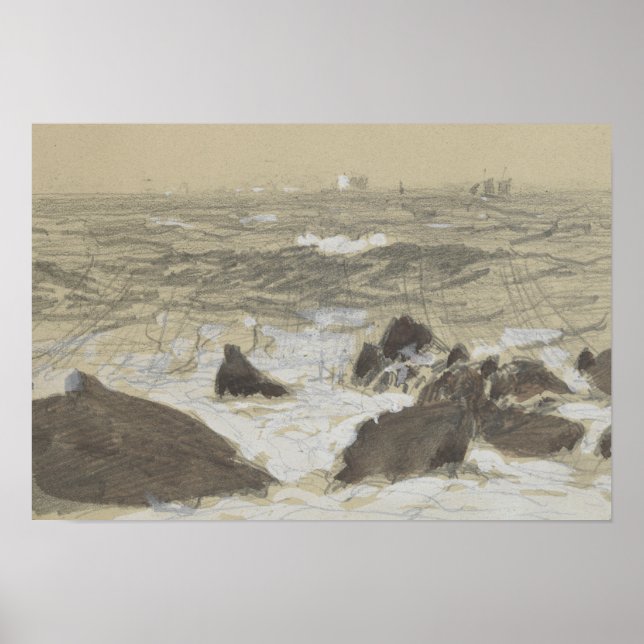 John Singer Sargent - Waves Breaking on Rocks Poster (Front)