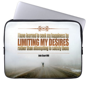 John Stuart Mill Inspirational Quote "Happiness" Laptop Sleeve