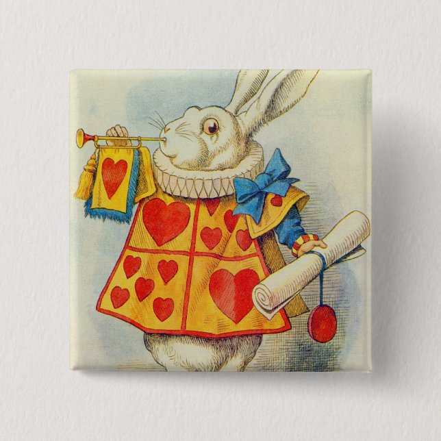 John Tenniel | The White Rabbit 15 Cm Square Badge (Front)