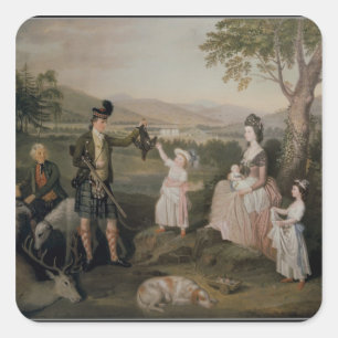 John, the 4th Duke of Atholl and his family Square Sticker