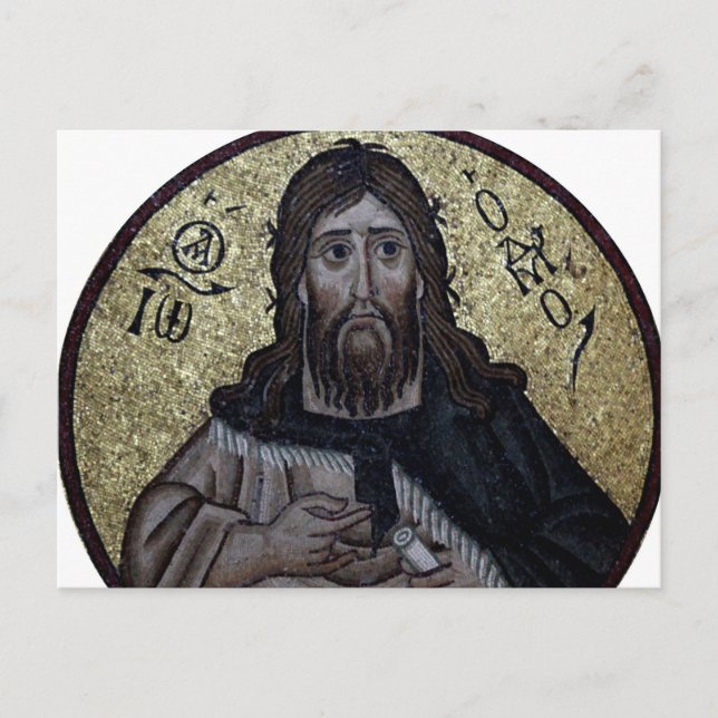 John the Baptist Byzantine Mosaic Orthodox Icon Postcard (Front)