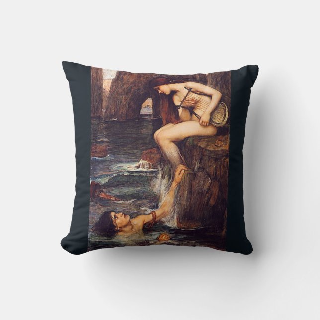 John W. Waterhouse Pre-Raphaelite Siren Pillow (Front)