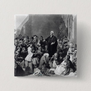John Wesley preaching 15 Cm Square Badge