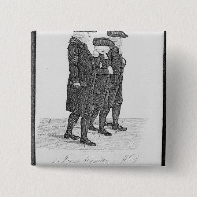 John Wesley walking in Edinburgh between James 15 Cm Square Badge (Front)