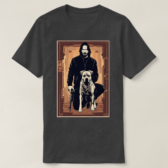 John Wick With Parabellum and His Trusty Dog Sunse T-Shirt (Design Front)