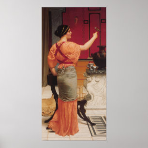 John William Godward - Lesbia with her Sparrow Poster