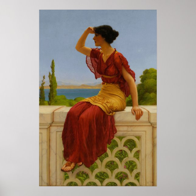 John William Godward The Signal,The Seaside Gaze Poster (Front)