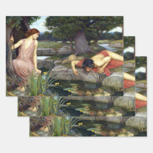 John William Waterhouse Echo and Narcissus Poster Wrapping Paper Sheet
