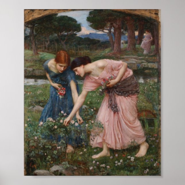 John William Waterhouse - Gathering Rosebuds Poster (Front)