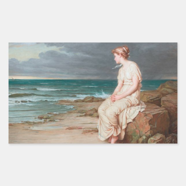 John William Waterhouse - Miranda Rectangular Sticker (Front)