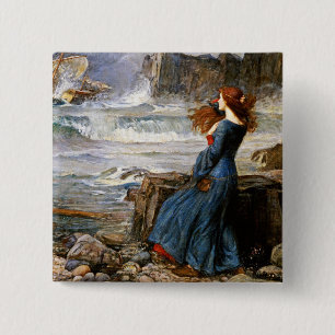 John William Waterhouse - Miranda - The Tempest 15 Cm Square Badge
