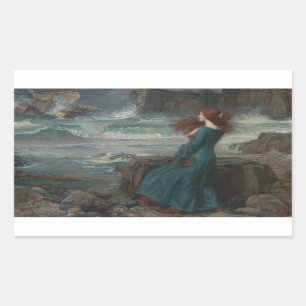 John William Waterhouse - Miranda - The Tempest Rectangular Sticker