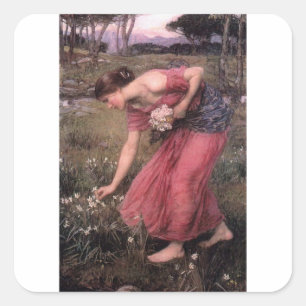John William Waterhouse - Narcissus - Fine Art Square Sticker