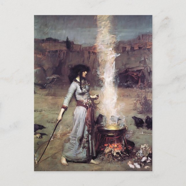 John William Waterhouse- The Magic Circle Postcard (Front)