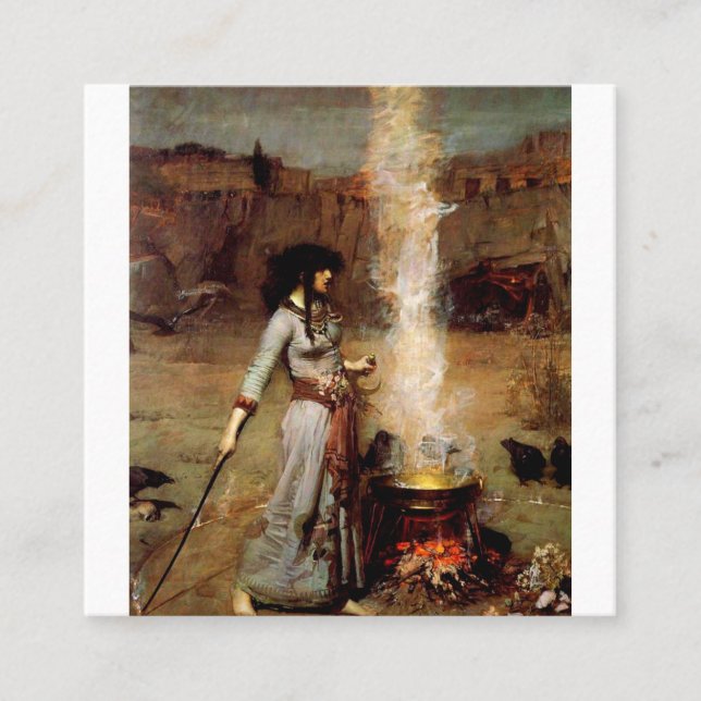 John William Waterhouse The Magic Circle Square Business Card (Front)
