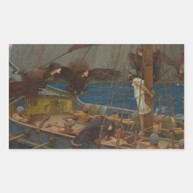 John William Waterhouse - Ulysses and the Sirens Rectangular Sticker (Front)