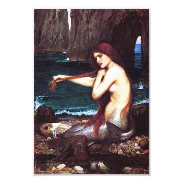 John William Waterhouse Vintage Mermaid Print (Front)