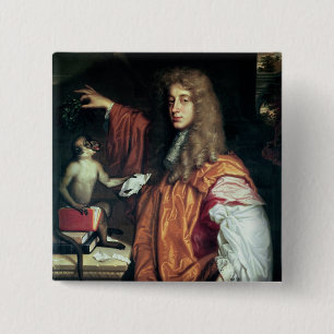 John Wilmot 2nd Earl of Rochester, c.1675 15 Cm Square Badge