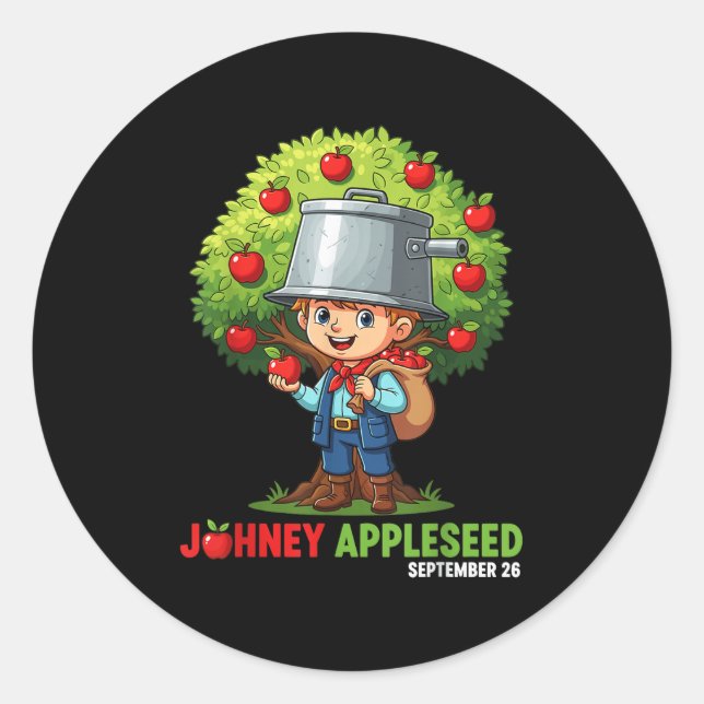 Johnny Appleseed Day September 26 _1  Classic Round Sticker (Front)