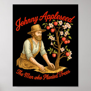 Johnny Appleseed Day September 26th Retro Tree Poster