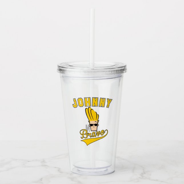 Johnny Bravo Collegiate Graphic Acrylic Tumbler (Front)