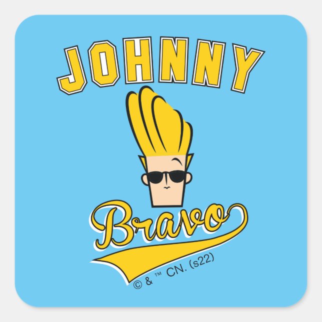 Johnny Bravo Collegiate Graphic Square Sticker (Front)