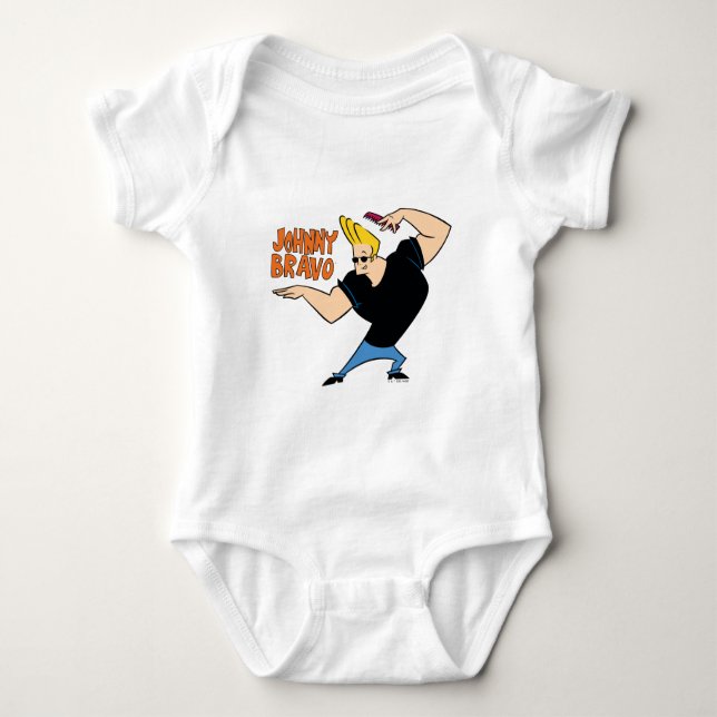 Johnny Bravo Combing Hair Baby Bodysuit (Front)