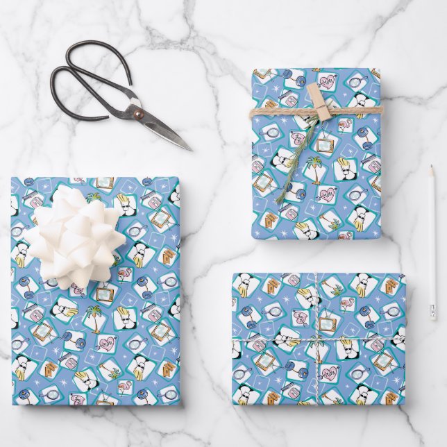 Johnny Bravo Icon Pattern Wrapping Paper Sheet (Front)