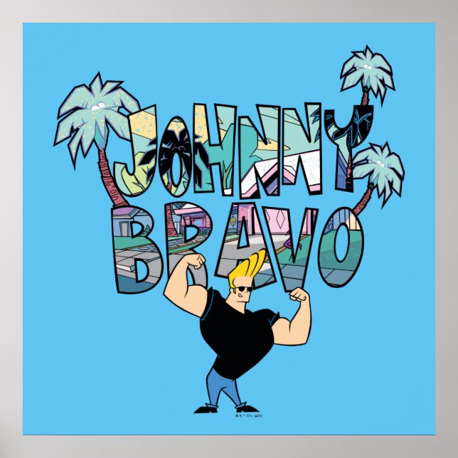 Johnny Bravo Palm Tree Name Poster (Front)