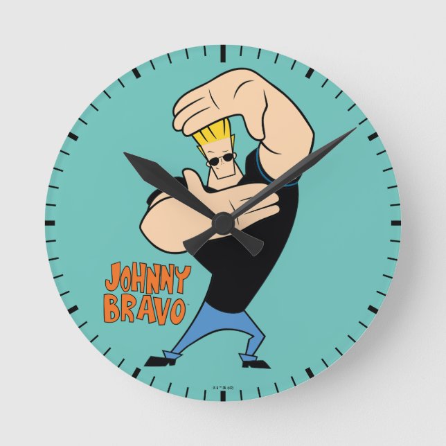 Johnny Bravo Picture Frame Pose Round Clock (Front)