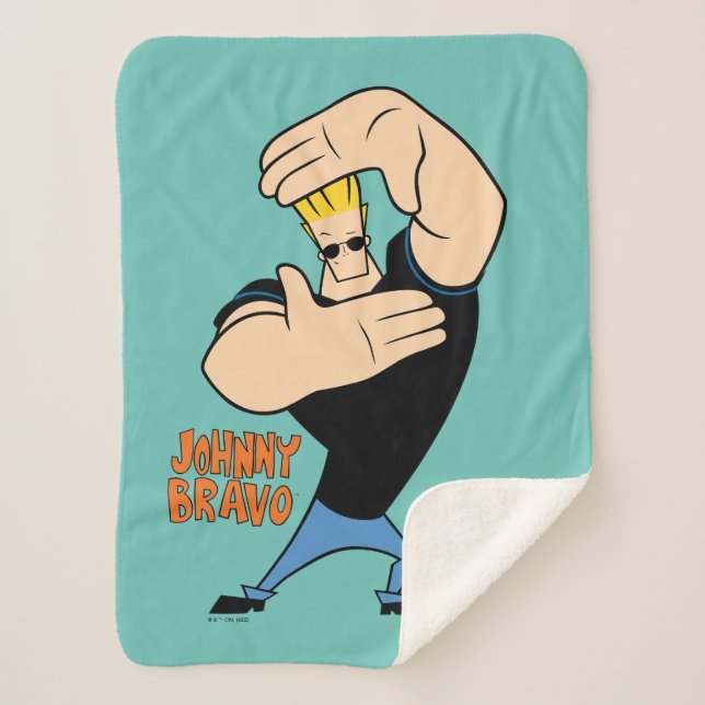 Johnny Bravo Picture Frame Pose Sherpa Blanket (Front)