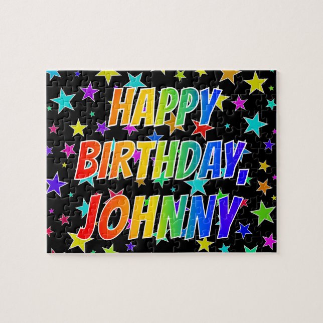 "JOHNNY" First Name, Fun "HAPPY BIRTHDAY" Jigsaw Puzzle (Horizontal)