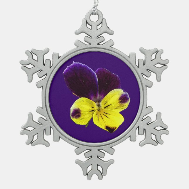 Johnny Jump Up Snowflake Pewter Christmas Ornament (Front)