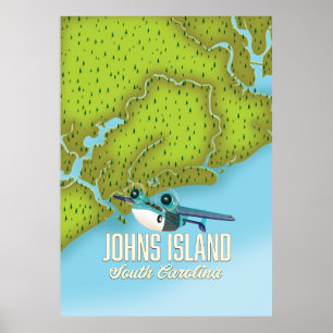 Johns Island ,south Carolina USA map. Poster