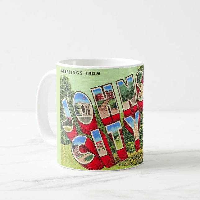 Johnson City TN Greetings Postcard Mug (Front Left)