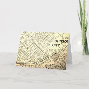 Johnson City, TN Vintage Map Card