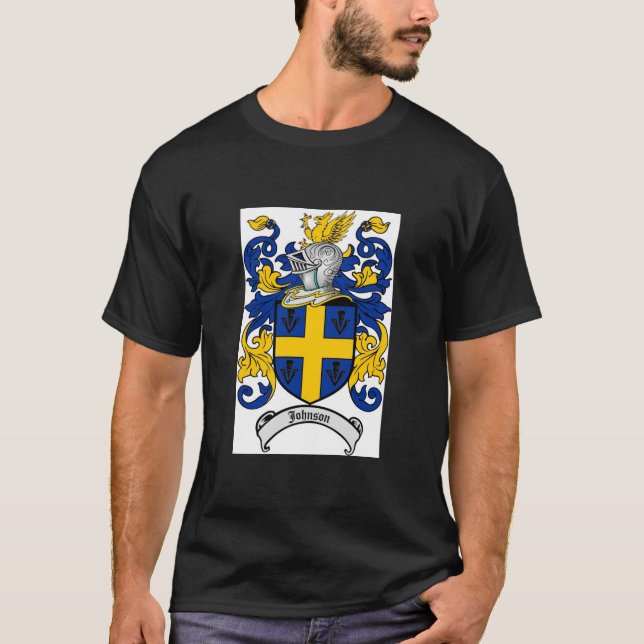 Johnson Family Crest - Coat of Arms T-Shirt (Front)