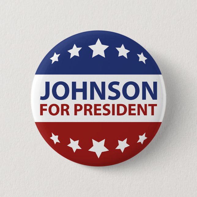Johnson For President 6 Cm Round Badge (Front)