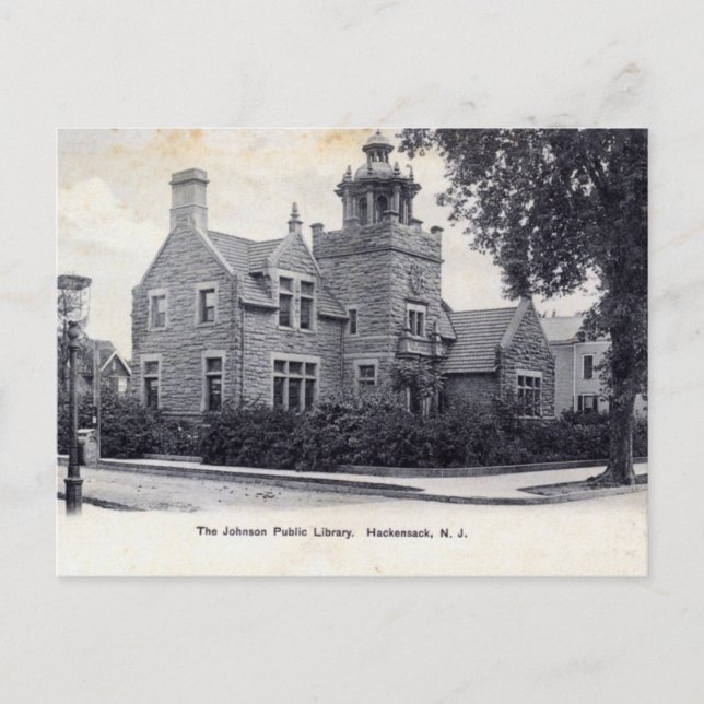 Johnson Library, Hackensack New Jersey Vintage Postcard (Front)