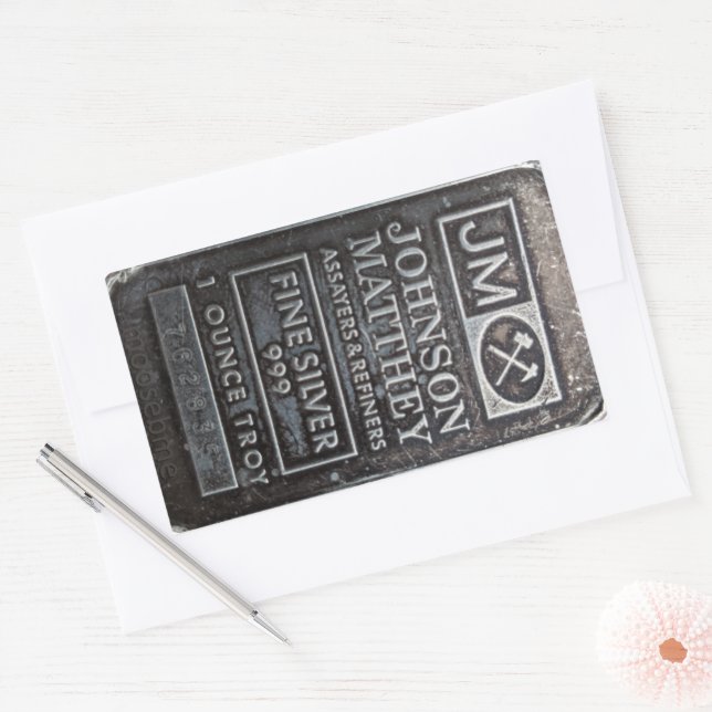 Johnson Matthey Solid 1oz Solid Silver Bar 762835 Rectangular Sticker (Envelope)
