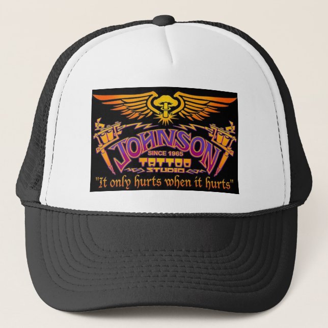 johnson tattoo trucker hat (Front)