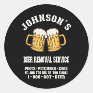 Johnsons Beer Removal Service Funny Beer Lover Bee Classic Round Sticker