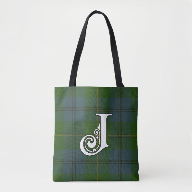 Johnston Clan Tartan Monogram Tote Bag (Front)