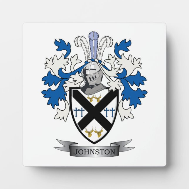 Johnston Family Crest Coat of Arms Plaque (Front)