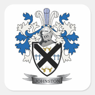 Johnston Family Crest Coat of Arms Square Sticker