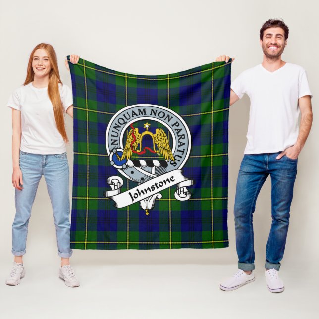 Johnston Modern Clan Badge Tartan Plaid Fleece Blanket (In Situ)
