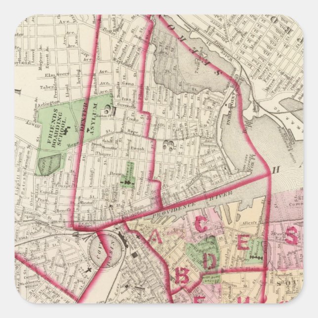 Johnston Rhode Island Map Square Sticker (Front)