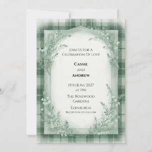 Johnston Tartan & Cross-Leaved Heath Tonal Green Invitation