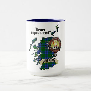 Johnstone Clan Badge & Tartan Map of Scotland  Mug